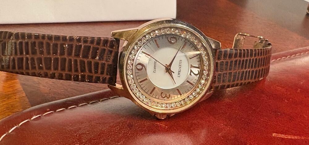 Women's Gold Tone 38mm Ellen Tracy Watch, Crystal Accents